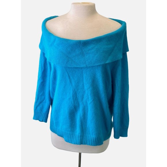 Newport News Jeanology Sweater Women 2X Blue Angora Lambswool Blend Cowl Neck - Picture 8 of 8